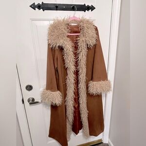 Duster fur collar coat